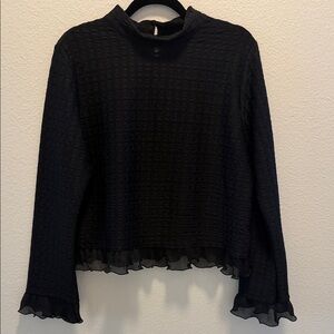 Chic Black Textured Women's Blouse